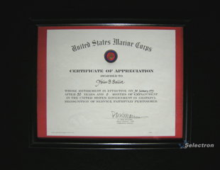 Certificate of Appreciation, US Marine (item #210)