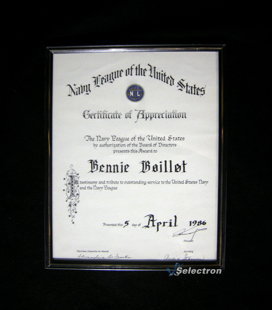Certificate of Appreciation, US Navy (item #215)